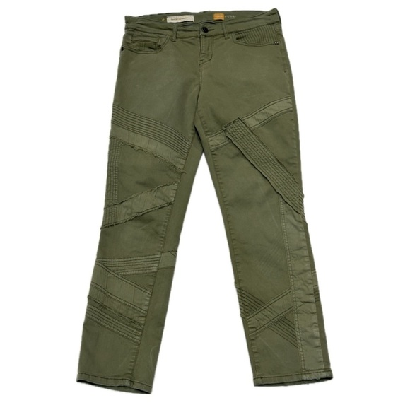 PILCRO Pants, Women’s Sz 27 Stet-Fit Army Green Patchwork Slim Stretch Ankle - Picture 1 of 9